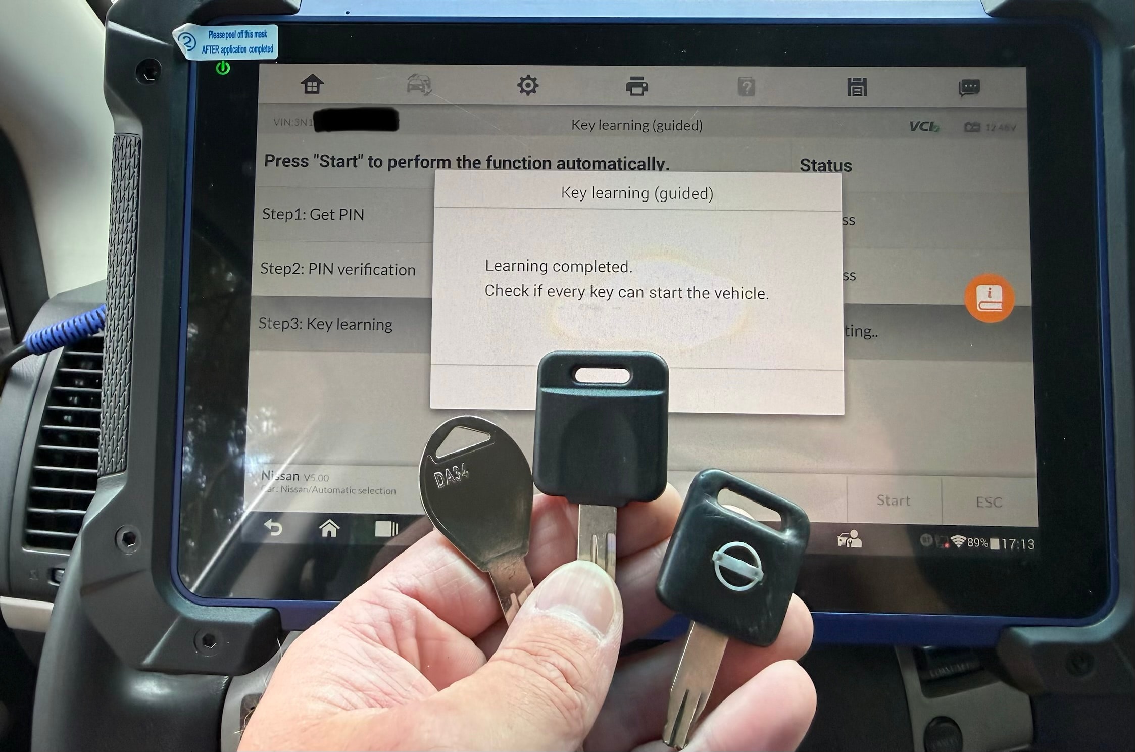 Autel Nissan key learning completed — automotive key programming Vancouver WA