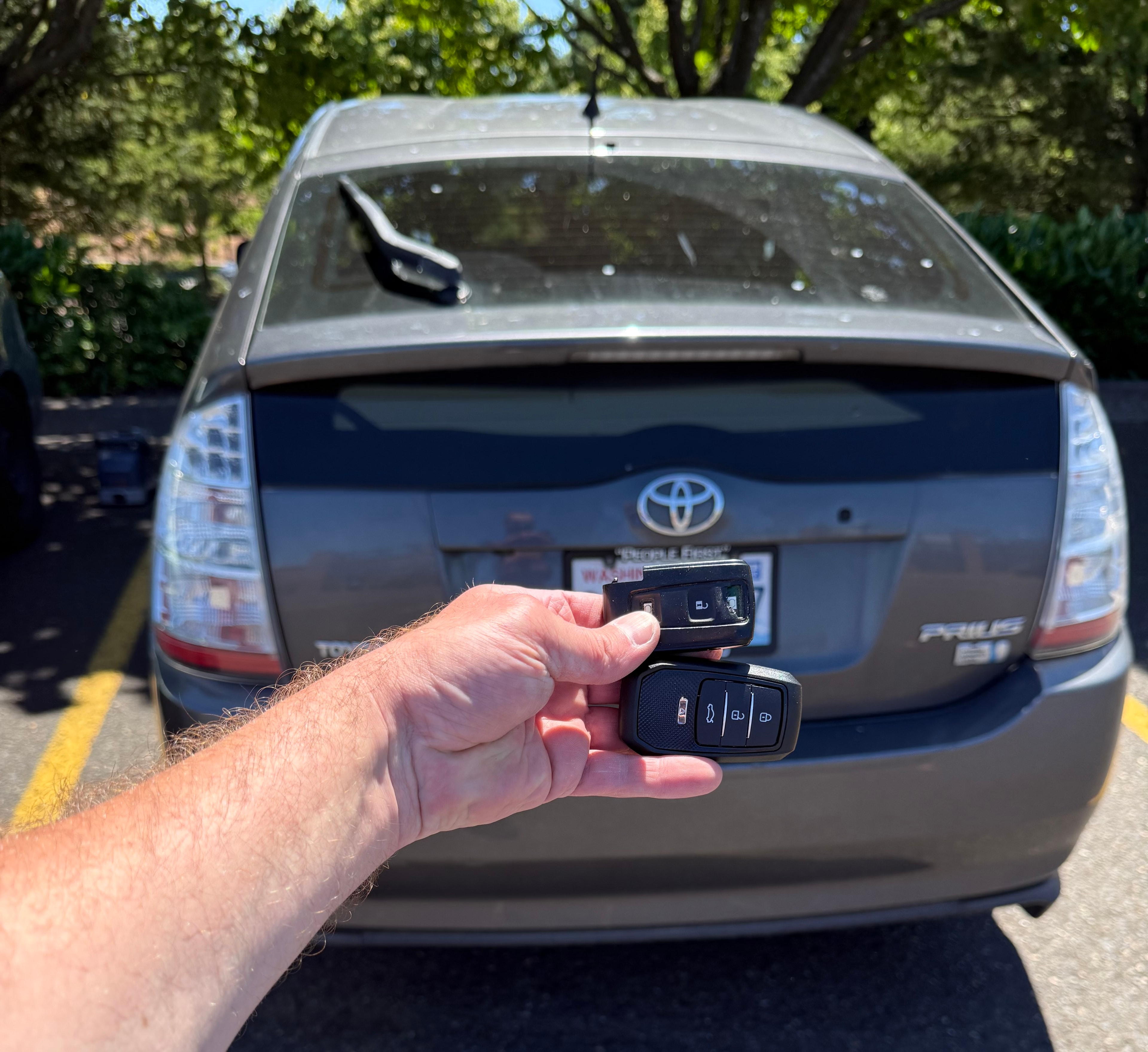 Two Toyota Prius smart key fobs programmed on-site — automotive locksmith Vancouver Lake WA
