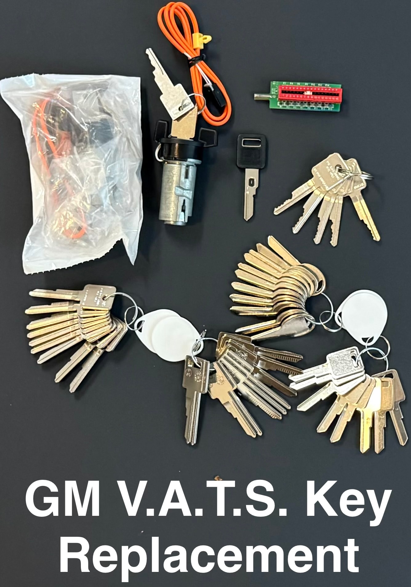 GM VATS key blanks, ignition cylinder, bypass module and wiring — Orion's Key Vancouver WA
